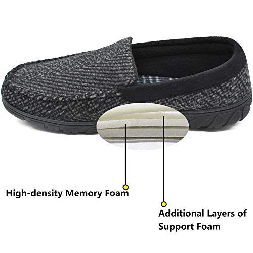 Zapatillas de mocasín de Espuma viscoelástica para Hombre Zapatos de casa sin Cordones con Suela de Goma para Interiores y Exteriores Negro Talla 46