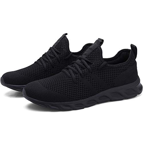 Zapatillas de Running para Hombre Casual Tenis Asfalto Zapatos Deporte Fitness Gym Correr Gimnasio Deportives Transpirables Seguridad Atlético Trekking Bambas Plataform Sneakers Negro 41 EU