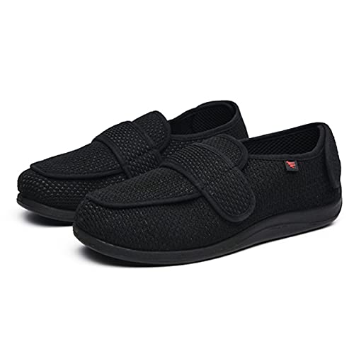 Zapatillas Diabéticas Unisex, Pies Hinchados Zapatos para Caminar Zapatos Edema Ajustables Sandalias Ortopédicas Extra Anchas para Hombres para Hombres Ancianos,Negro,41 EU