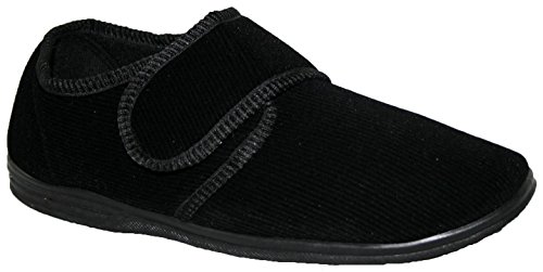 Zapatillas ortopédicas para diabéticos, para hombre, con cierre de velcro de ajuste ancho, color Negro, talla 45 EU