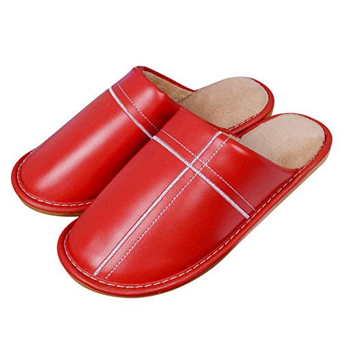 zapatos de casa antideslizantes de algodón lavable,Calzado de cuero para piso, zapatos de algodón impermeables de suela blanda-naranja_39-40,Zapatillas de casa Comfort Slippers para hombres