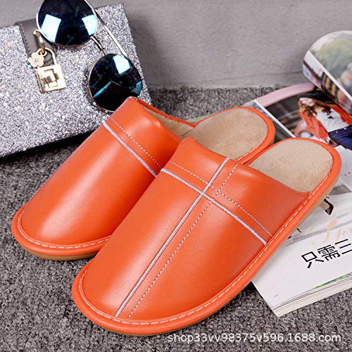 zapatos de casa antideslizantes de algodón lavable,Calzado de cuero para piso, zapatos de algodón impermeables de suela blanda-naranja_39-40,Zapatillas de casa Comfort Slippers para hombres