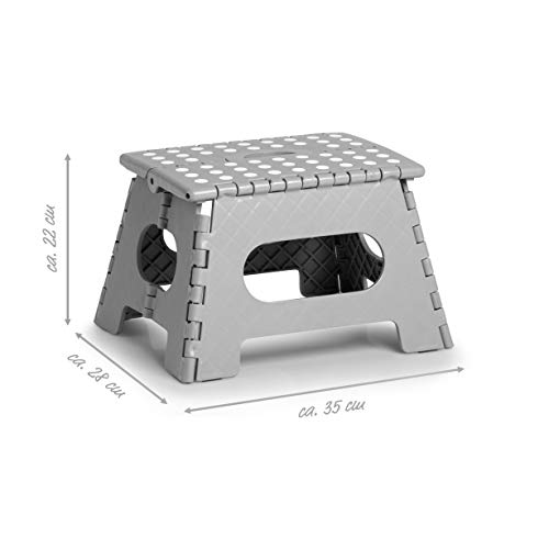 Zeller Zeller 13030 - Taburete Plegable (plástico, soporta hasta 150 kg, 35 x 28 x 22 cm, tamaño pequeño), Color Gris