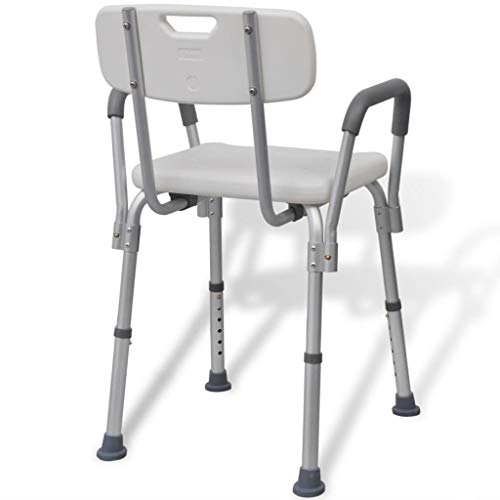 Zerone - Silla de ducha con respaldo y asa, altura ajustable, silla de ducha para personas mayores, silla de baño para personas con discapacidad, asiento de baño, carga máxima de 100 kg