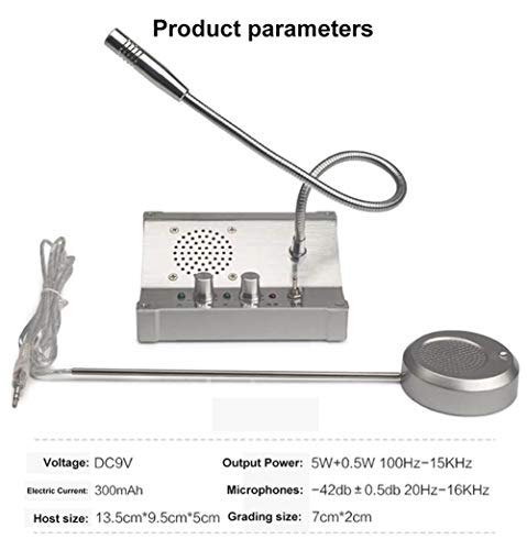 zhicheng shop Altavoz de Intercomunicación de Comunicación de Ventana Intercomunicador de Voz de Doble Vía para el Hospital de la Oficina Comercial del Restaurante del Banco