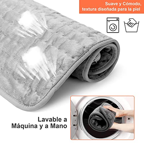 ZITFRI Almohadilla Eléctrica Térmica Manta Electrica 30*60cm con 6 Niveles de Canlentamiento Rápido, Manta Electrica Lumbar Suave, 4 Modos de Apagado Automático, Anti-Sobrecalentamiento y Lavable