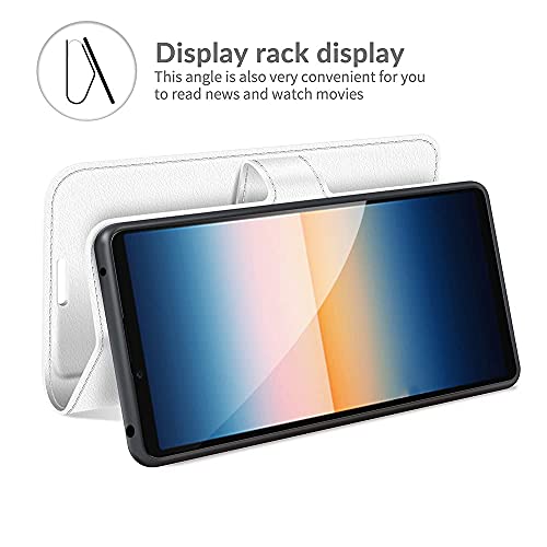 zl one Compatible con/reemplazo para la funda de teléfono Oppo A7/AX7/A12 PU cuero protección ranuras para tarjetas cartera funda Flip Cover (blanco)