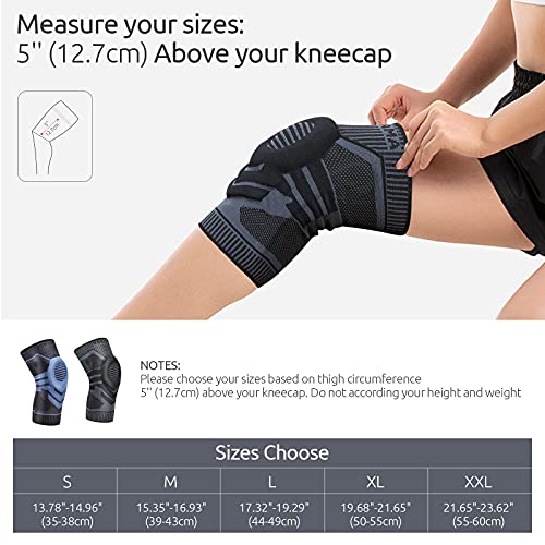 ZONAMA Rodillera deportiva para hombres y mujeres, con almohadillas de gel y estabilizadores laterales y cierre de velcro, almohadilla de rodilla de grado médico para correr, artritis, color negro