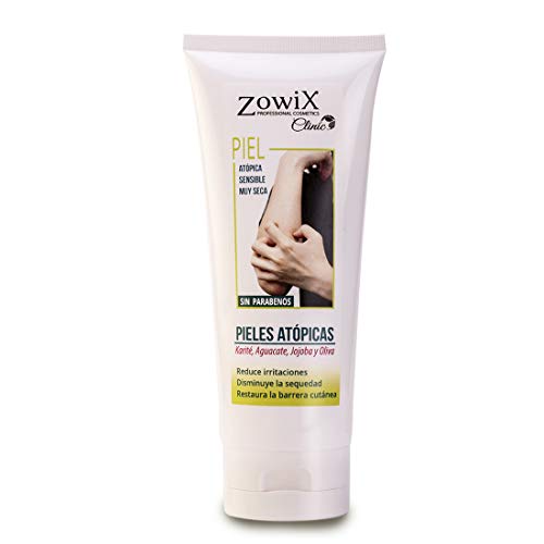 ZOWIX Crema para pieles atopicas, eczemas, psoriasis o dermatitis. Piel muy sensible, extraseca o con escamas. Crema Natural. Sin Parabenos. 200ml.