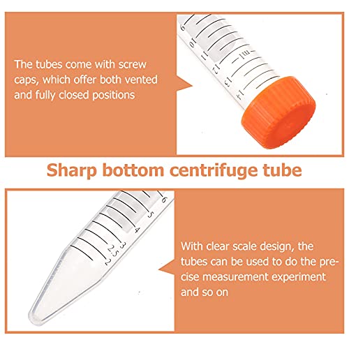 ZSMLB 25 Piezas 15 ml Tubos centrífuga cónicos Tubos ensayo plástico estéril contenedor Polipropileno Laboratorio Graduado para experimentos científicos decoración Fiestas temáticas