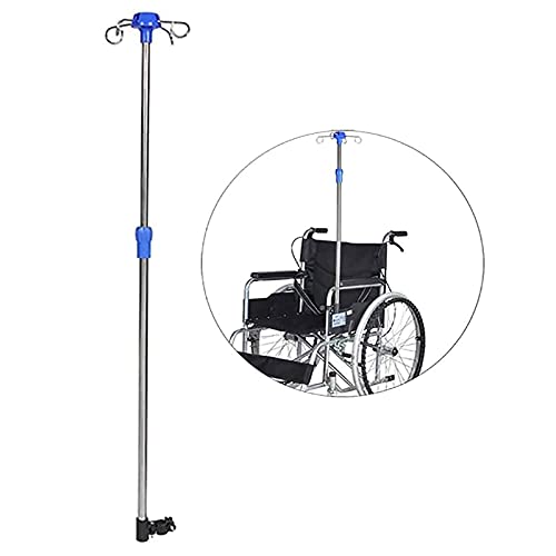 ZTGHS Soporte Intravenoso para Silla De Ruedas, Soporte De Goteo De Acero Inoxidable para Portasueros Soporte De Infusión De Altura Ajustable Soporte para Silla De Ruedas para Hospitales Y Familias