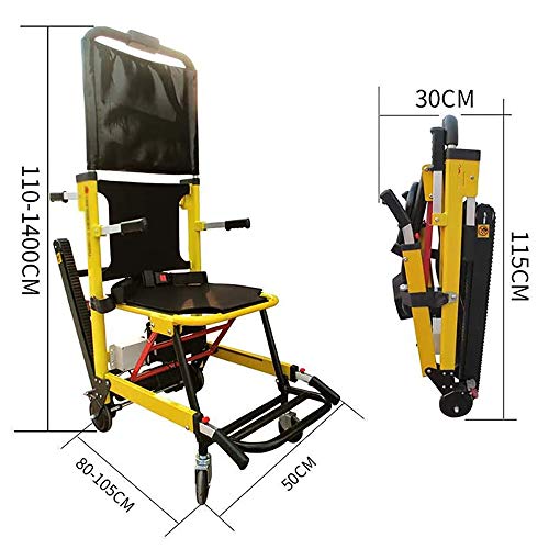 ZZYYZZ Silla de Ruedas eléctrica EMS Silla de Escalera para trepar sobre orugas y escaleras, Silla de evacuación de Escalera Plegable con batería