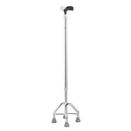 01 Bastón de Metal de Cuatro Patas, bastón de Metal Duradero con 4 Cubiertas de Goma para Las piernas para Personas con discapacidad para Caminar para Personas Mayores