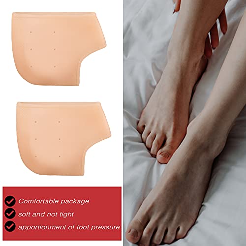 1 Par Mangas de Talón de Gel de Silicona Soporte de Talón Almohadillas Protectoras de Silicona para Talón Soporte Protector Transpirable de Aire de Talón para Comodidad de Pies, Beige