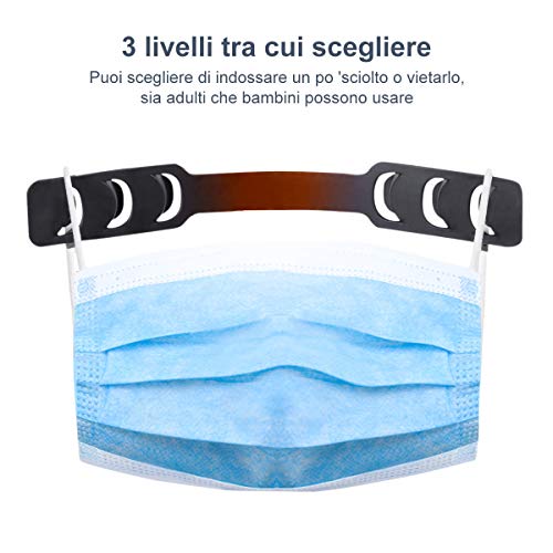 10 PCS Salvaorejas MascariIlas Extensor, Tiras Agarrador para Sujetar MascariIIas, Enganches Antideslizante 5 Colores Protectores de Oreja con 6 Hebillas Silicona, Reduce Presión de Cara Salva Orejas