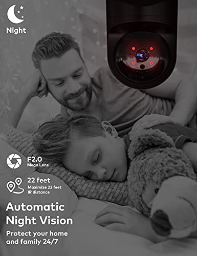 1080P Camara Vigilancia WiFi Interior, Cámara IP WiFi con 10s vídeo App Alerta, Visión Nocturna, Detección de Movimiento, Audio de 2 Vías, Camaras de vigilancia WiFi Bebé/Mascota,Trabajo con Alexa