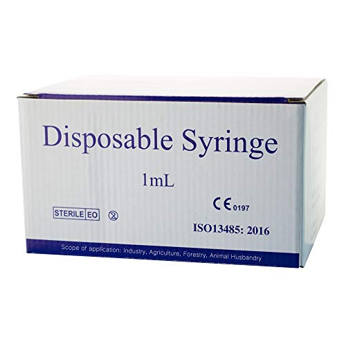 1ml-100Pcs Jeringa estéril con 26G aguja, inyección no humana (1ml-100Pcs)