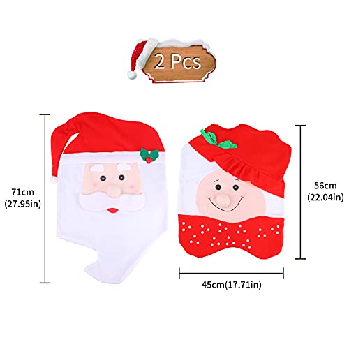 2 Piezas Fundas para sillas de Navidad con Gorro de Papá Noel Cubierta de la Silla de Navidad Funda Trasera de Silla de Navidad para sillas de Comedor Fundas Protectoras para la decoración navideña