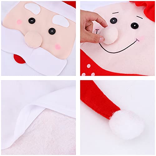 2 Piezas Fundas para sillas de Navidad con Gorro de Papá Noel Cubierta de la Silla de Navidad Funda Trasera de Silla de Navidad para sillas de Comedor Fundas Protectoras para la decoración navideña