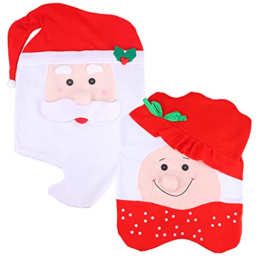 2 Piezas Fundas para sillas de Navidad con Gorro de Papá Noel Cubierta de la Silla de Navidad Funda Trasera de Silla de Navidad para sillas de Comedor Fundas Protectoras para la decoración navideña