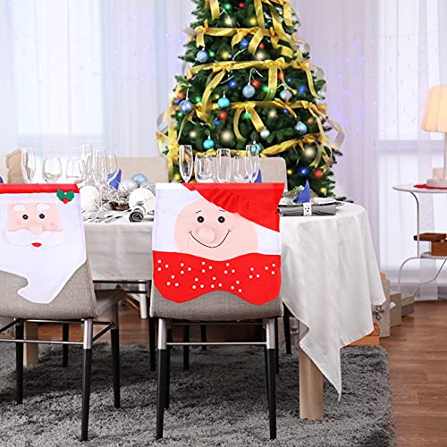 2 Piezas Fundas para sillas de Navidad con Gorro de Papá Noel Cubierta de la Silla de Navidad Funda Trasera de Silla de Navidad para sillas de Comedor Fundas Protectoras para la decoración navideña