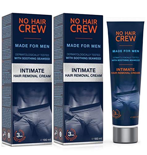 2 x NO HAIR CREW Crema Depilatoria Íntima Premium - Extra Suave Hecha Para Hombres - Conjunto de 2-200ml