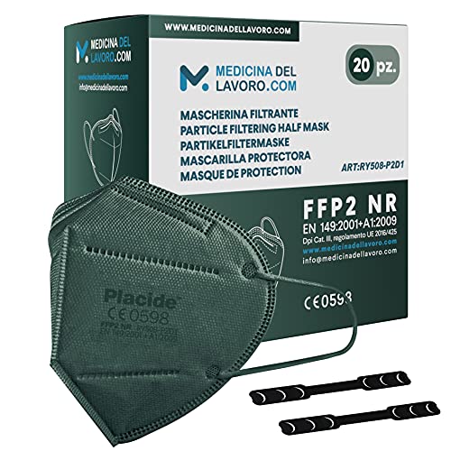 20 Mascarillas FFP2/KN95 Colores Verde Homologadas Certificación CE sin Válvula de 6 Capas, Máscara Protectora de Polvo, Mascarilla de Protección Personal con Filtros de Calidad BFE≥95, 20 Piezas