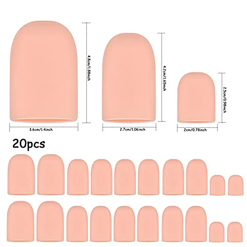 20Pcs Punteras de Gel, Protector de Dedos Protectores para los Dedos Protectores de Dedos del Pie Gel de Silicona Punteras para Prevenir Ampollas Callos Para Hombres Mujeres