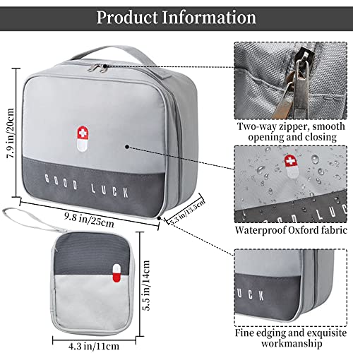 2Pcs Botiquín de Primeros Auxilios Vacio Bolsa Médico de Emergencia Gran Capacidad Bolsa de Primeros Auxilios Portátil Bolsa de Supervivencia Emergencia Botiquín de Viaje Montaña Coche (Gris)