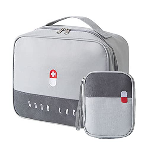 2Pcs Botiquín de Primeros Auxilios Vacio Bolsa Médico de Emergencia Gran Capacidad Bolsa de Primeros Auxilios Portátil Bolsa de Supervivencia Emergencia Botiquín de Viaje Montaña Coche (Gris)