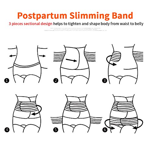3-en-1 venda del vientre postnatal, correa del vientre posparto del soporte de la correa de la cintura abdominal poste recuperación del embarazo que adelgaza la faja del cuerpo(M)