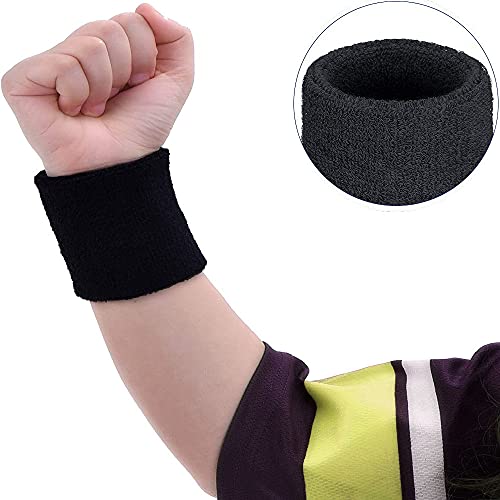 3 Pcs Muñequeras Deportivas Hombre, Banda Cabeza Sudor, Cinta Sudor Cabeza Mujer, Muñequeras Sudor Tenis Incluye Diadema y Muñequeras para Gimnasio, Deportes, Tenis, Correr, Baloncesto(Negro)