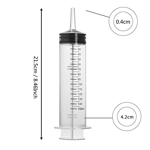 3 Piezas 150ml Plástico Reutilizable Desechable Precisión Hidroponía Nutrición Jeringa, Plástico Dosificador Jeringa Alimentador Lavabo Limpieza Enema Nutriente Medición de Salud Jeringa Herramientas