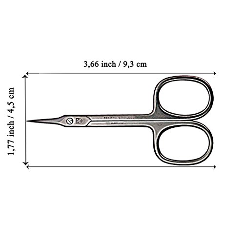 3 Swords Germany - Tijeras manicura cutícula curva punta fina, acero inoxidable - Made in Solingen/Germany (7612)