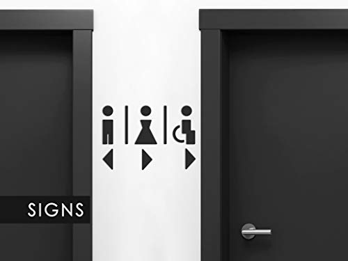 3DP Signs - Repujado Cartel baño Puerta (15 cm) Negro SA113, en Relieve, señales Adhesivas. Cartel baño Hombre Mujer discapacitados - Placas de retretes baño - Carteles de baño y Pared