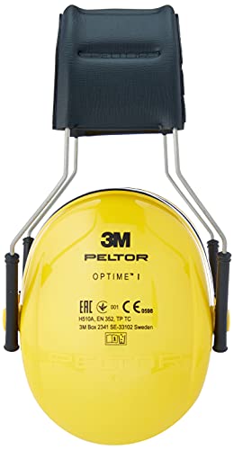 3M H510AC Peltor Optime, Protectores auditivos de hasta 98 dB, ligeros y ajustable para el uso de herramientas eléctricas, Amarillo