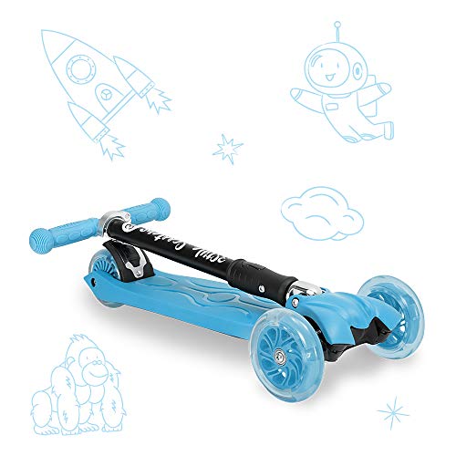 3StyleScooters® RGS-2 Patinete Scooter Tres Ruedas para Niños Niños de 5 Años o Más con Luces LED en Las Ruedas, Diseño Plegable, Manillar Ajustable, Peso Ligero (Azul)