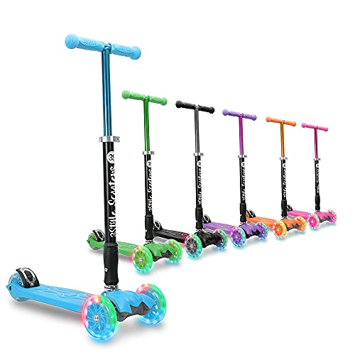 3StyleScooters® RGS-2 Patinete Scooter Tres Ruedas para Niños Niños de 5 Años o Más con Luces LED en Las Ruedas, Diseño Plegable, Manillar Ajustable, Peso Ligero (Azul)