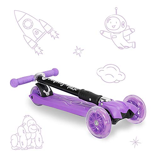 3StyleScooters® RGS-2 Patinete Scooter Tres Ruedas para Niños Niños de 5 Años o Más con Luces LED en Las Ruedas, Diseño Plegable, Manillar Ajustable, Peso Ligero (Morado)