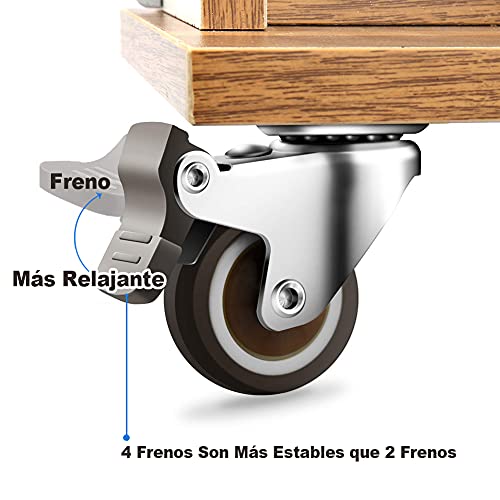 4 ruedas muebles de 32MM 50KG de Capacidad de ruedas giratorias Ruedas para Muebles Rueda Pivotantes Ruedas Con Freno ruedas muebles con freno Ruedas Pequeñas, con 16 Tornillos y 1 Destornillador