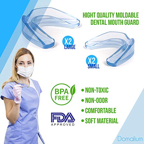 4 x Ferula Dental De Descarga Nocturna Anti Bruxismo Dispositivo Dental Contra El Rechinado De Dientes 4 Protectores Caja De Almacenamiento 12 Tabletas Antibacterianas BONUS Guía de Mantenimiento