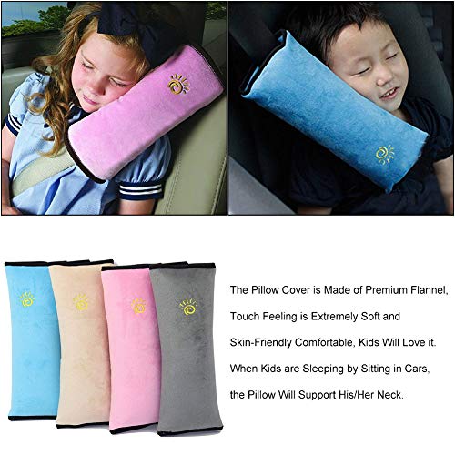 4Pack Almohada del cinturón de seguridad para niños - Almohada ajustable para cojín del cinturón del asiento del automóvil universal - Soporte para el cuello y los hombros en el auto mientras duerme