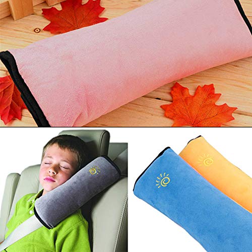 4Pack Almohada del cinturón de seguridad para niños - Almohada ajustable para cojín del cinturón del asiento del automóvil universal - Soporte para el cuello y los hombros en el auto mientras duerme