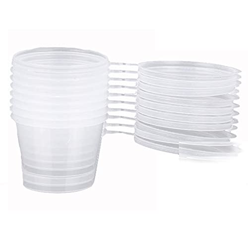 50 Piezas Vaso de plástico para salsa, Mini vasos de plástico transparentes, Cajas De Salsa De Plástico, para Guardar Snacks, Ingredientes (Blanco Transparente)