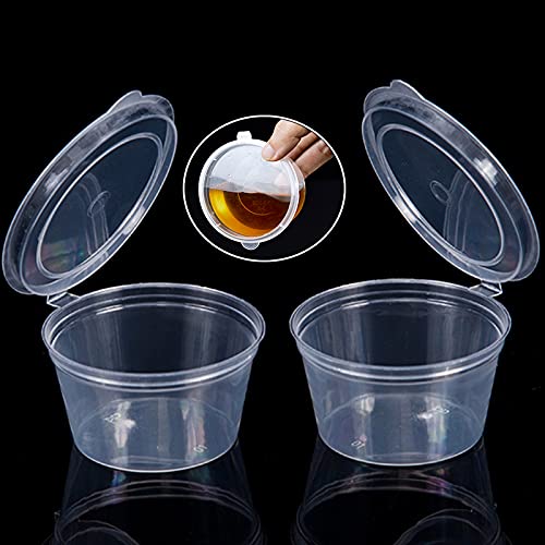 50 Piezas Vaso de plástico para salsa, Mini vasos de plástico transparentes, Cajas De Salsa De Plástico, para Guardar Snacks, Ingredientes (Blanco Transparente)