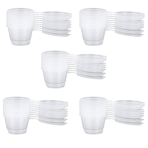 50 Piezas Vaso de plástico para salsa, Mini vasos de plástico transparentes, Cajas De Salsa De Plástico, para Guardar Snacks, Ingredientes (Blanco Transparente)