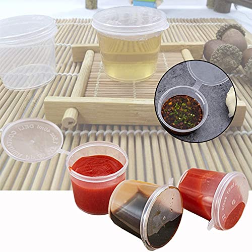 50 Piezas Vaso de plástico para salsa, Mini vasos de plástico transparentes, Cajas De Salsa De Plástico, para Guardar Snacks, Ingredientes (Blanco Transparente)