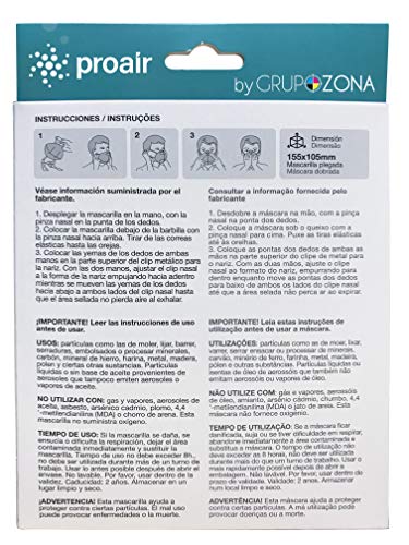 50 uds. Mascarillas FFP2 homologadas CE 2163, color blanco, filtrado de 5 capas - ProAir - Mascarilla protección respiratoria