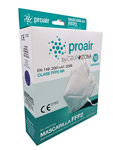 50 uds. Mascarillas FFP2 homologadas CE 2163, color blanco, filtrado de 5 capas - ProAir - Mascarilla protección respiratoria