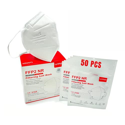 50 UNIDADES COLOR BLANCO Mascarilla FFP2 + GEL HIDROALCOHÓLIO - Homologada Certificado CE 2834 - 5 capas (Blanco, 50 ud)